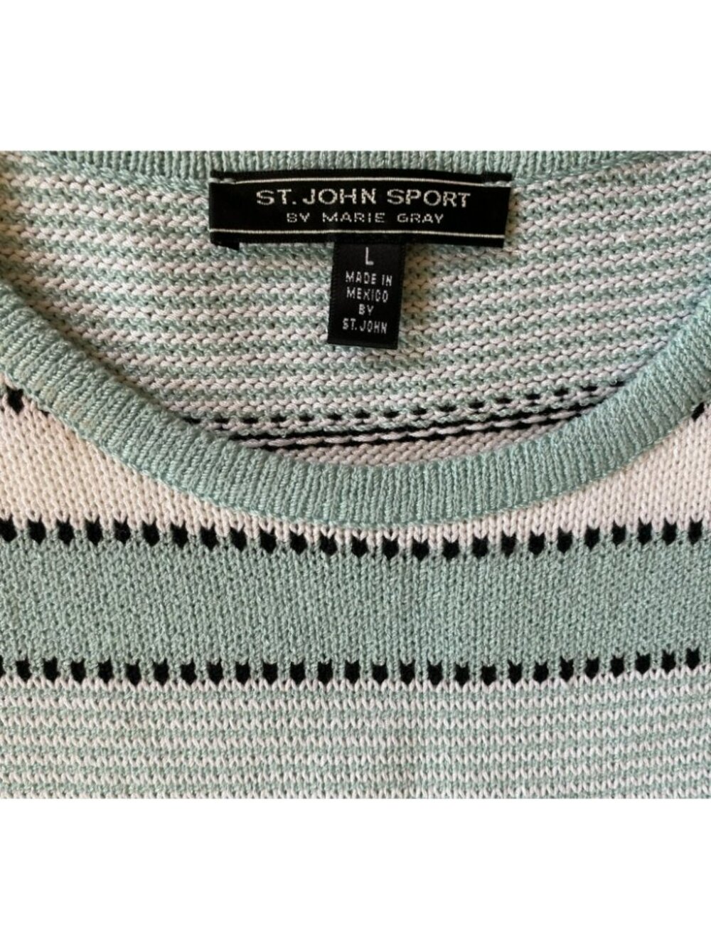 St John Sport Cardigan Knit Sweater Set Aqua Mint Celadon Green Sze Large Medium - Picture 15 of 15